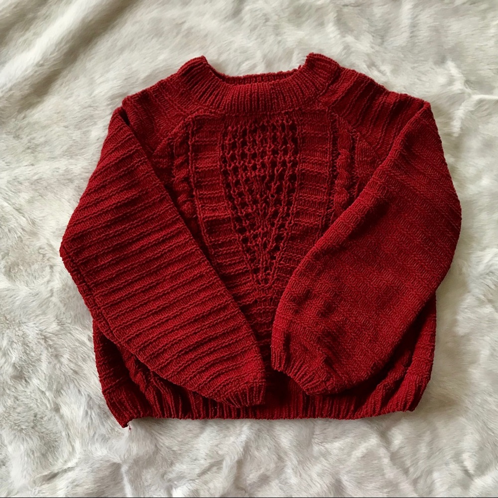 Crimson Cable Knit Sweater